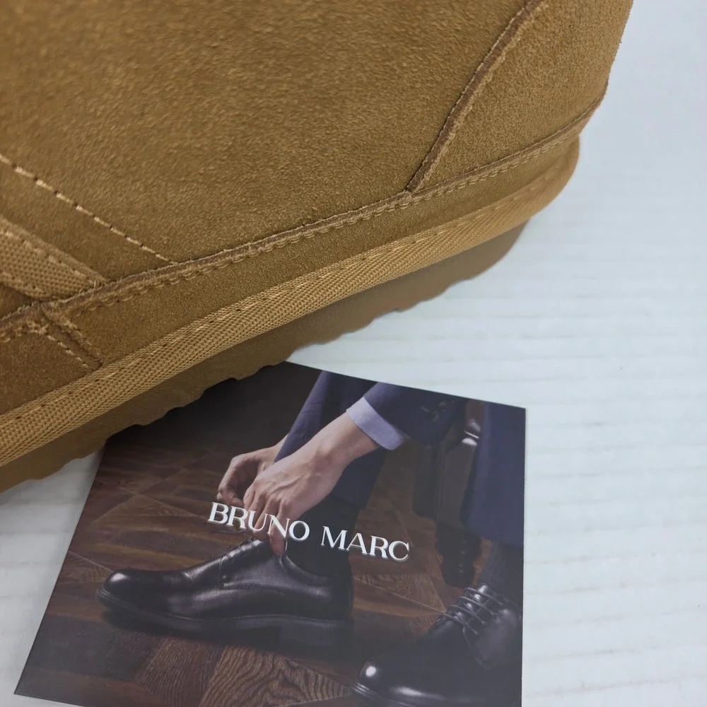 Bruno Marc Chukka Boots 10 Mens Tan Faux Fur Lined Suede Lace Up Casual Winter